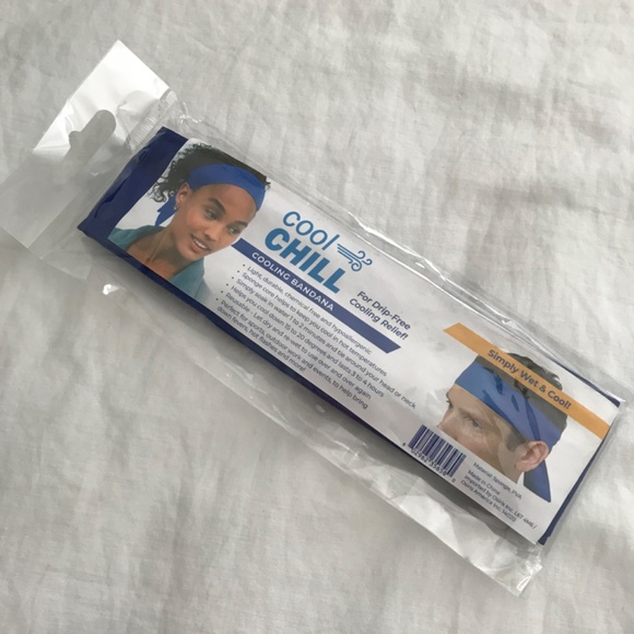 NEW Cool Chill Cooling Bandana Blue Head Wrap Summer Heat Beach Working Outdoors - Picture 3 of 5